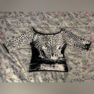 Vintage Boat Neck Cheetah Sweater